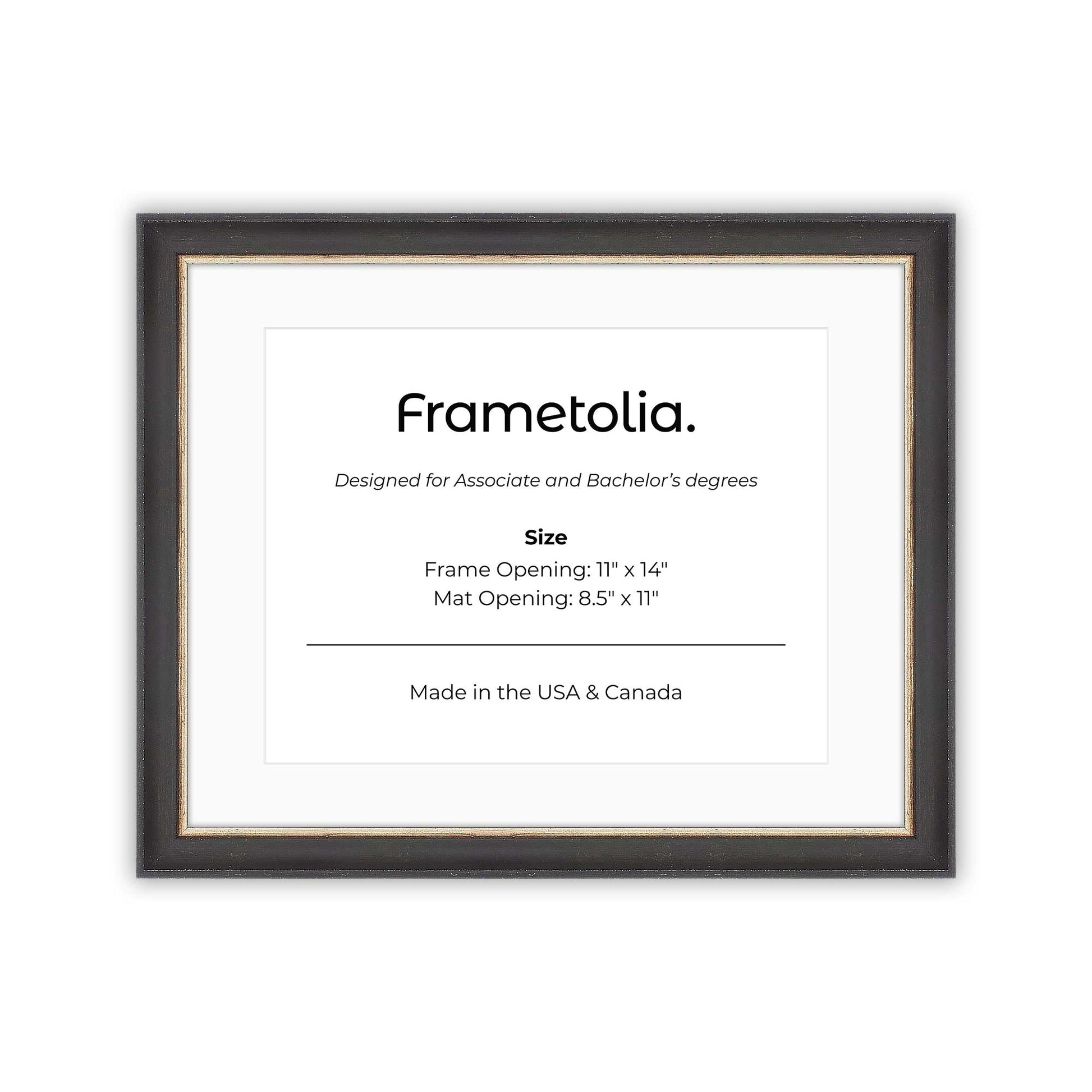 11" x 14" Cocoa & Silver FAMILY  Diploma Frame with mat -  8.5 x 11 opening