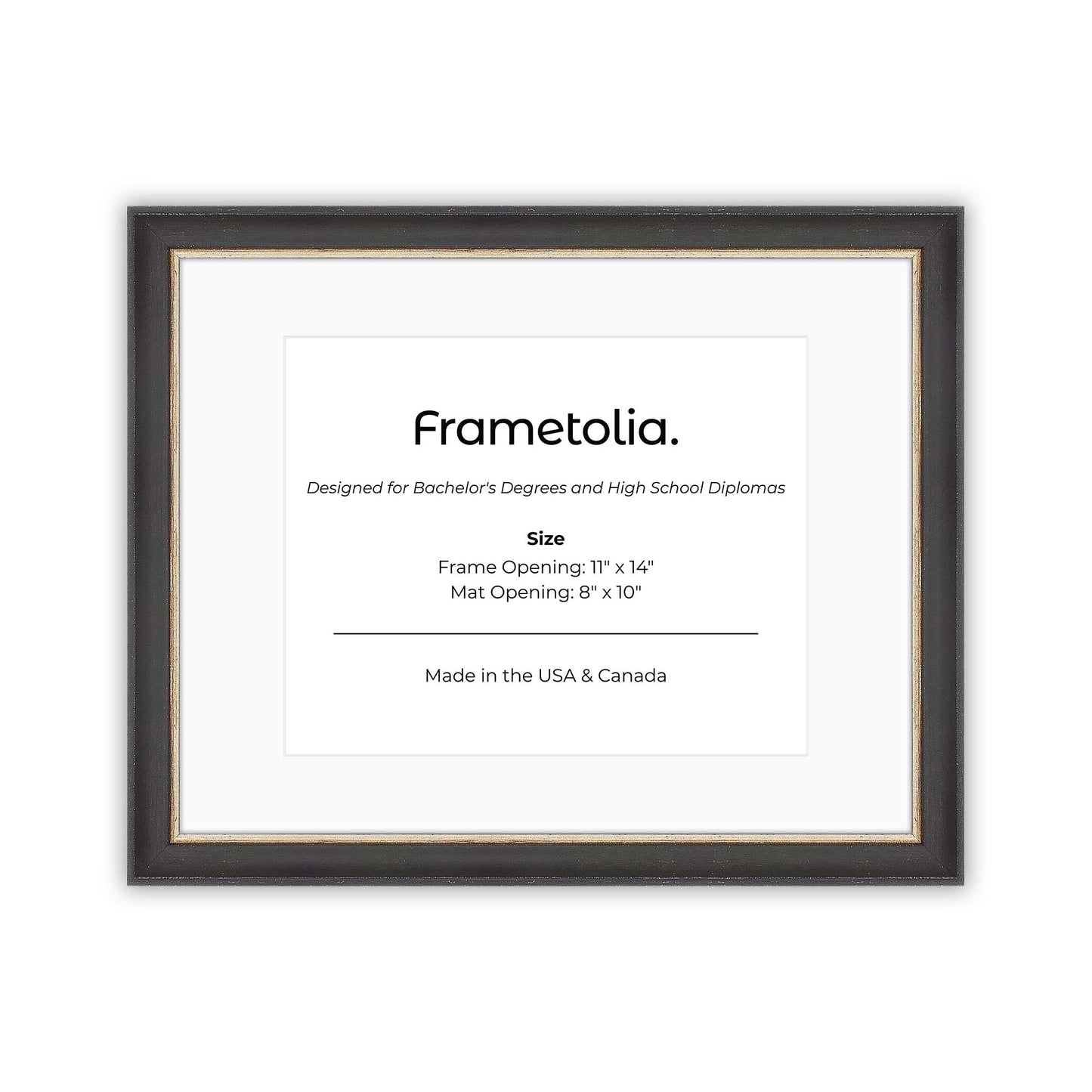 11" x 14" Cocoa & Silver FAMILY  Diploma Frame with Mat - 8 x 10 opening