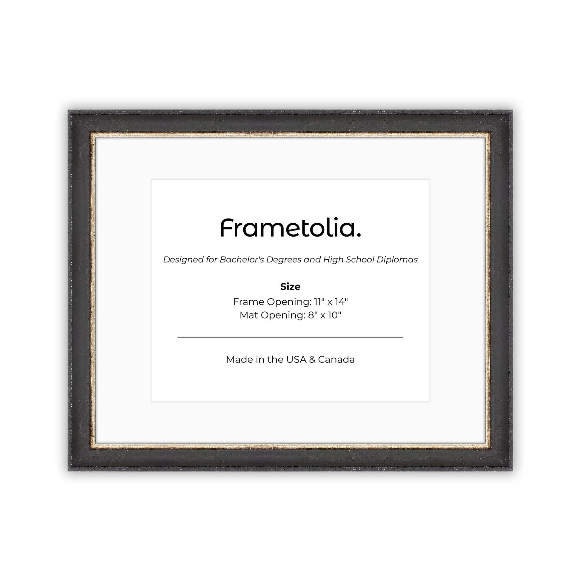 11" x 14" Cocoa & Silver FAMILY  Diploma Frame with Mat - 8 x 10 opening