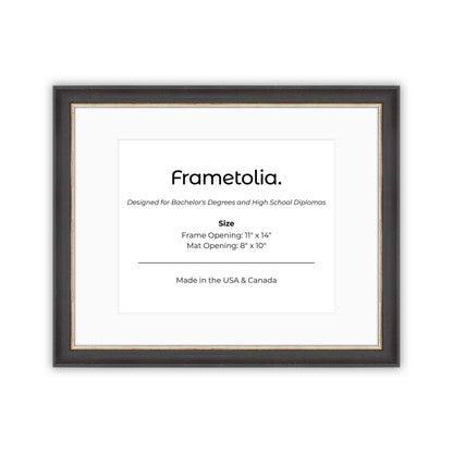 11" x 14" Cocoa & Silver FAMILY  Diploma Frame with Mat - 8 x 10 opening