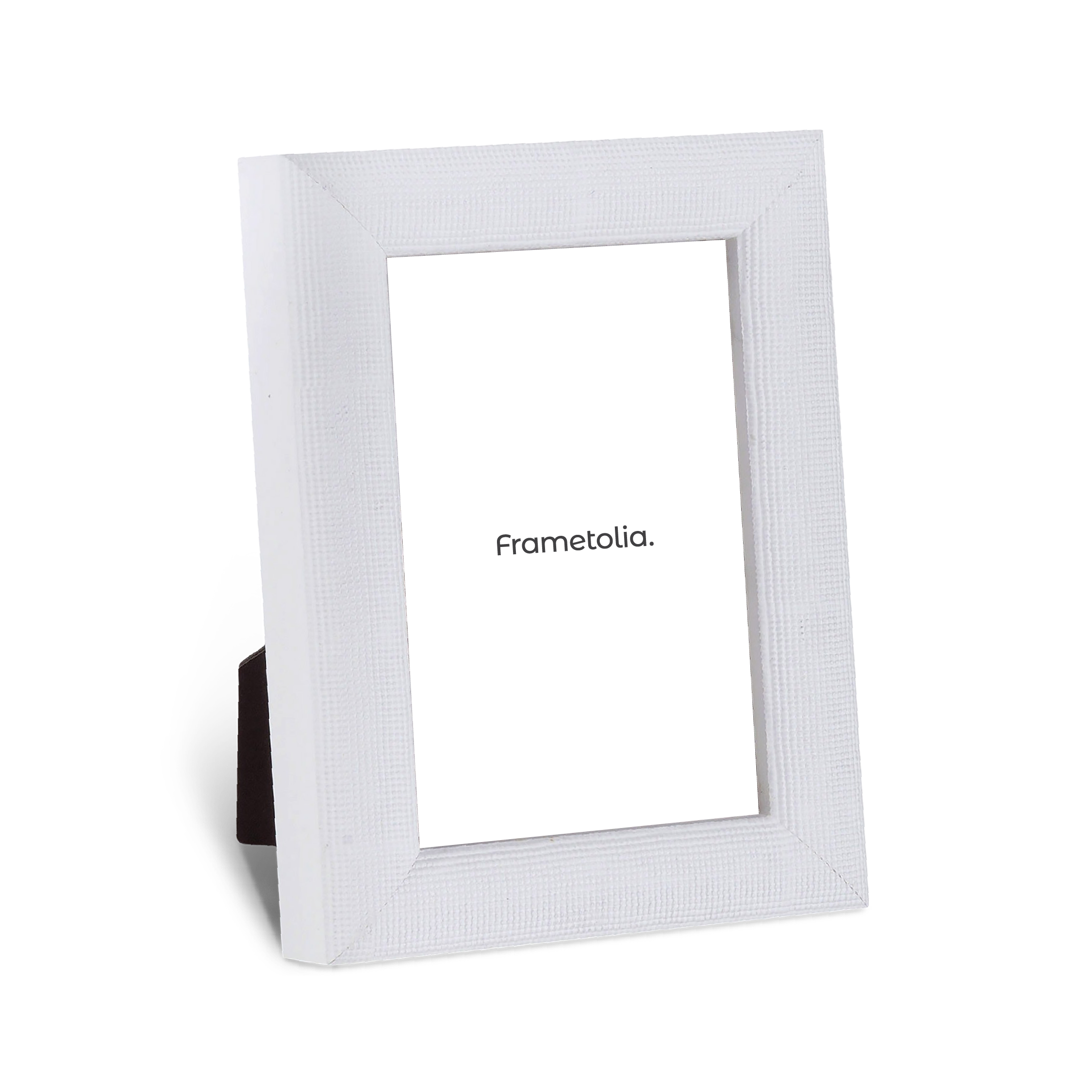 pointed white medium width table top frame with round profile