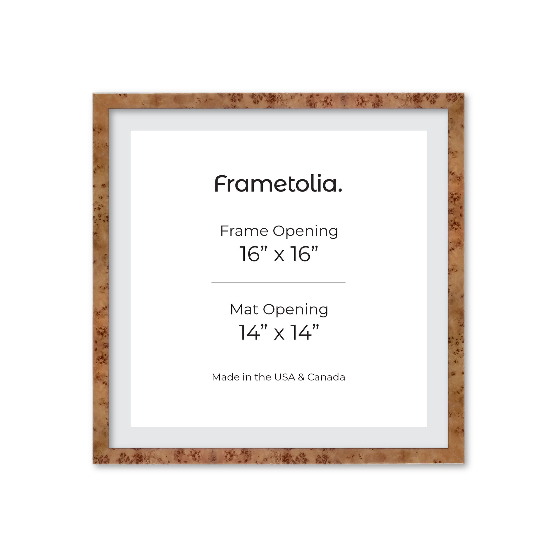 16" x 16" Golden Burlwood Verona Wall Frame