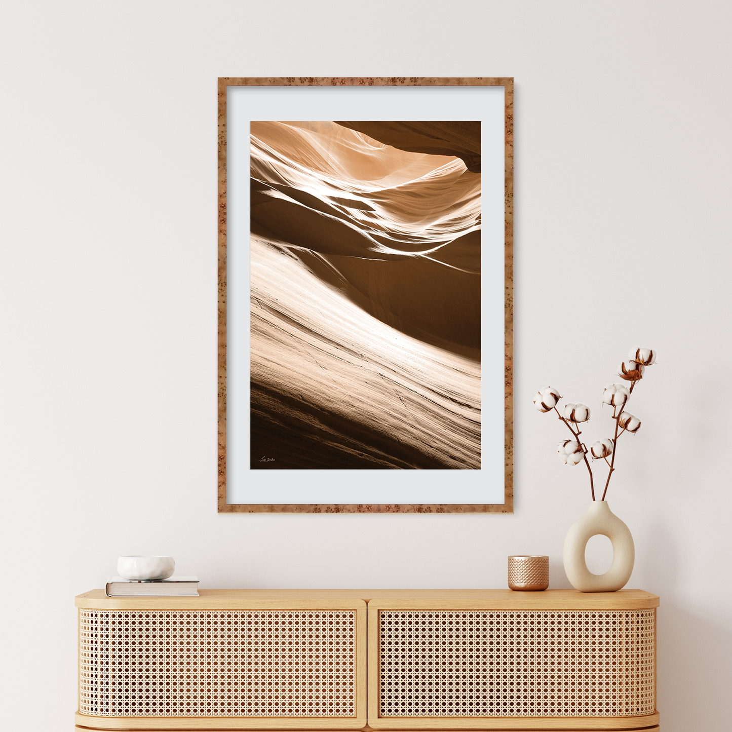Golden Burlwood Verona Wall Frame Hanging on the wall