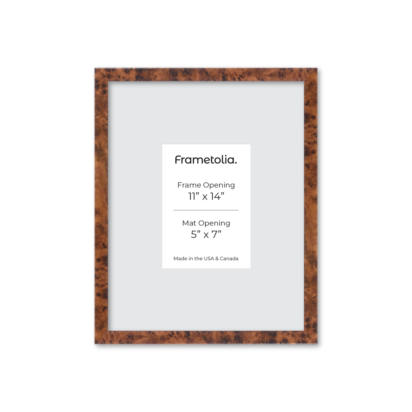 11" x 14" Amber Burlwood Verona Wall Frame