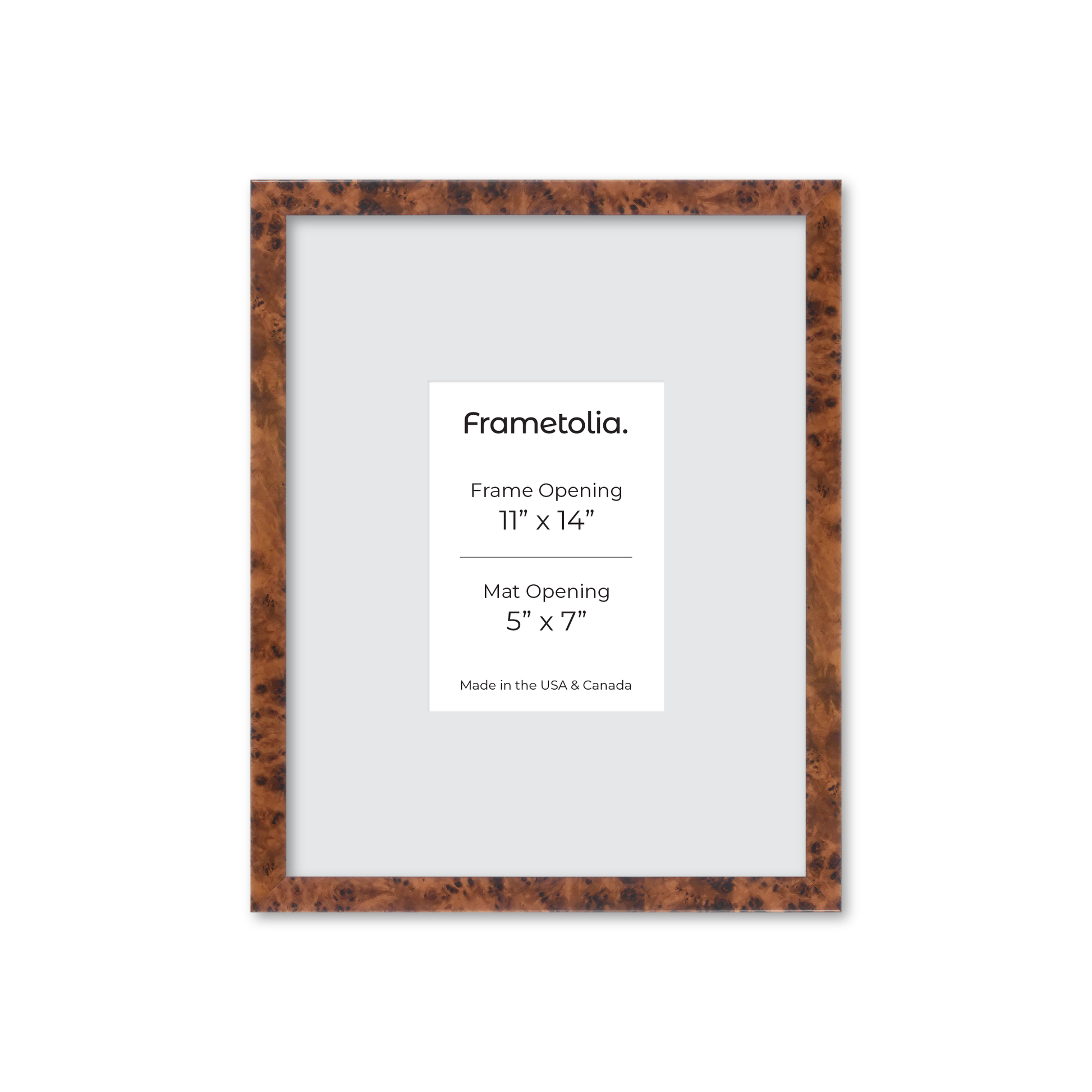 11" x 14" Amber Burlwood Verona Wall Frame