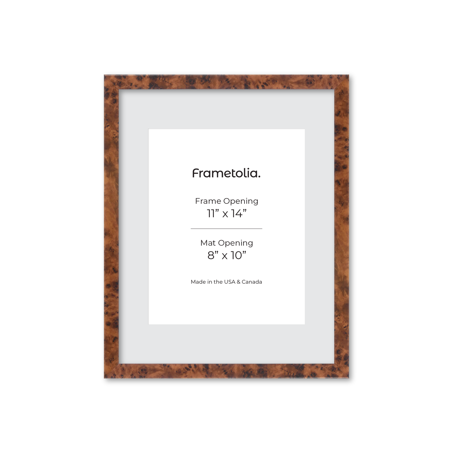 11" x 14" Amber Burlwood Verona Wall Frame