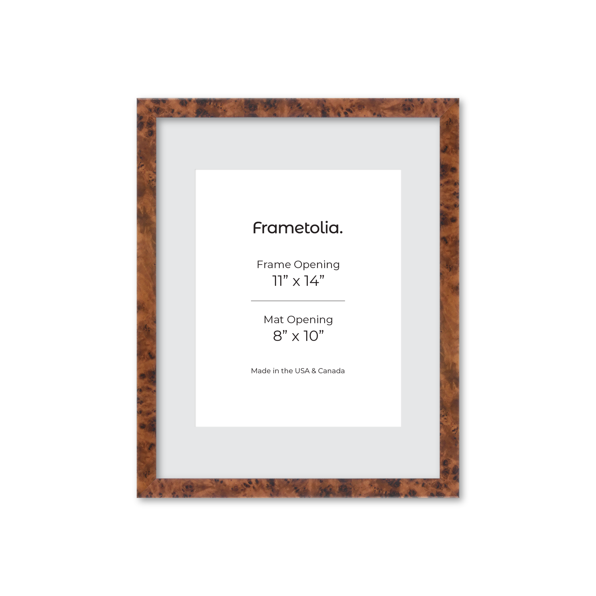 11" x 14" Amber Burlwood Verona Wall Frame