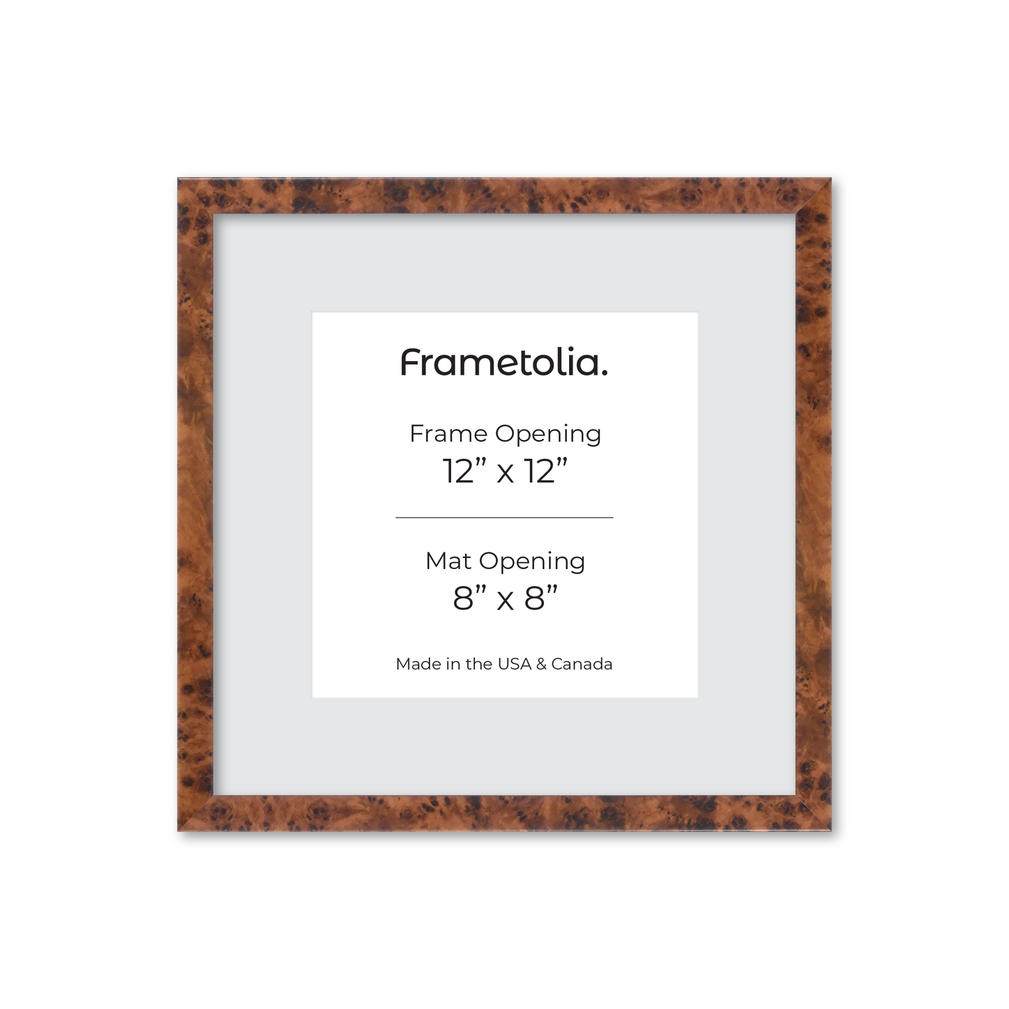 12" x 12" Amber Burlwood Verona Wall Frame