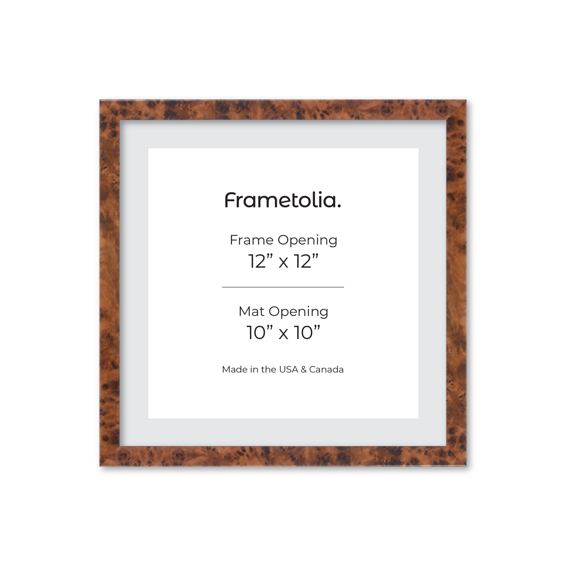 12" x 12" Amber Burlwood Verona Wall Frame