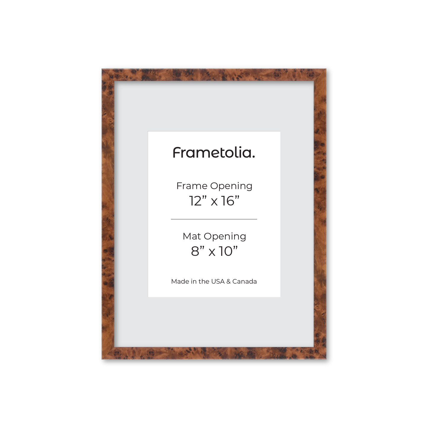 12" x 16" Amber Burlwood Verona Wall Frame
