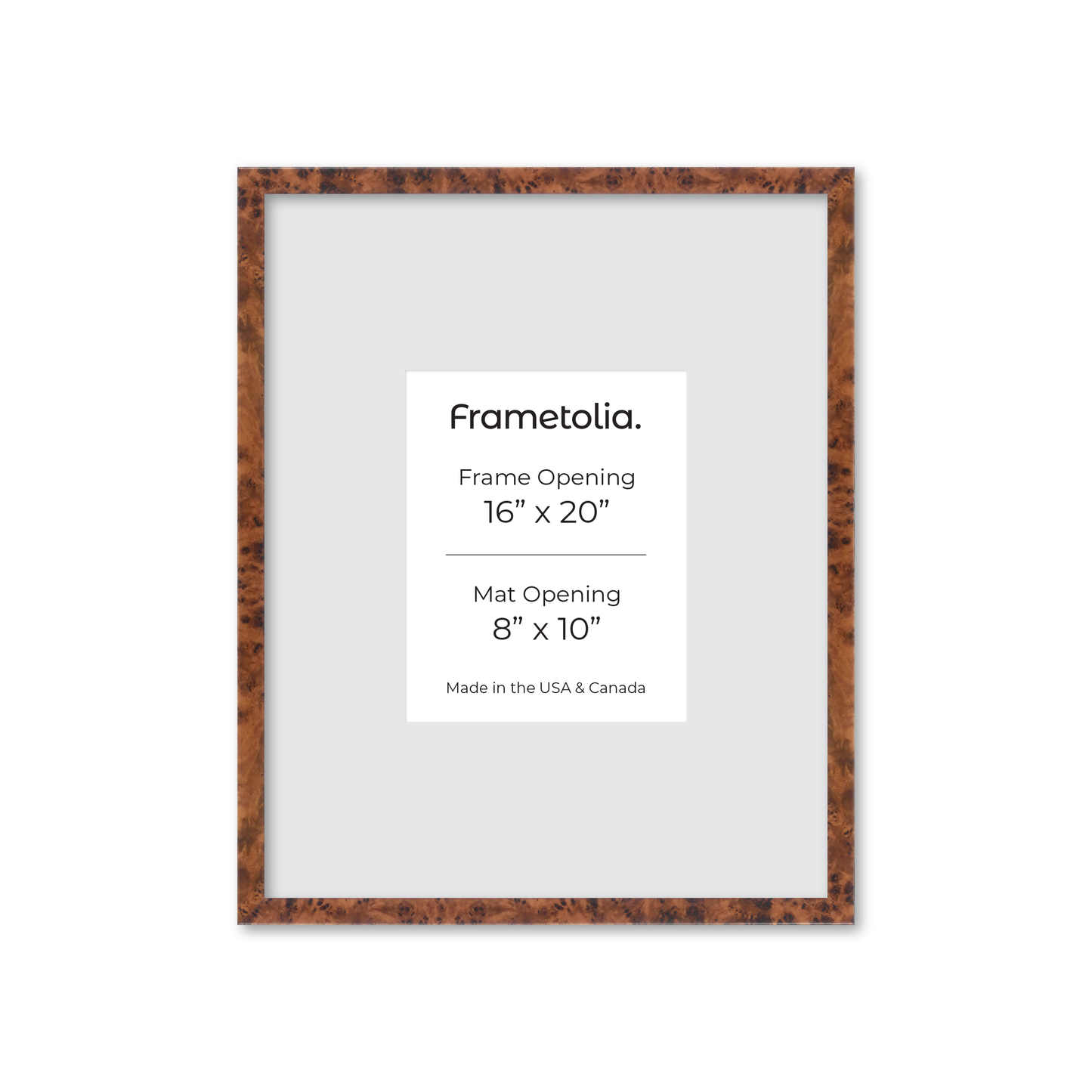 16" x 20" Amber Burlwood Verona Wall Frame