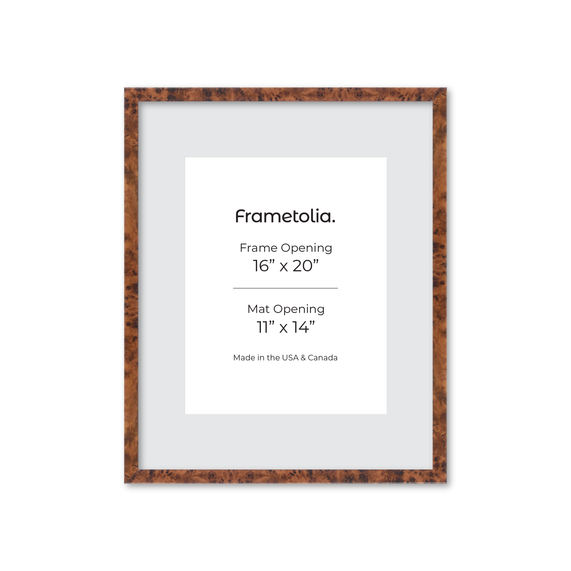 16" x 20" Amber Burlwood Verona Wall Frame