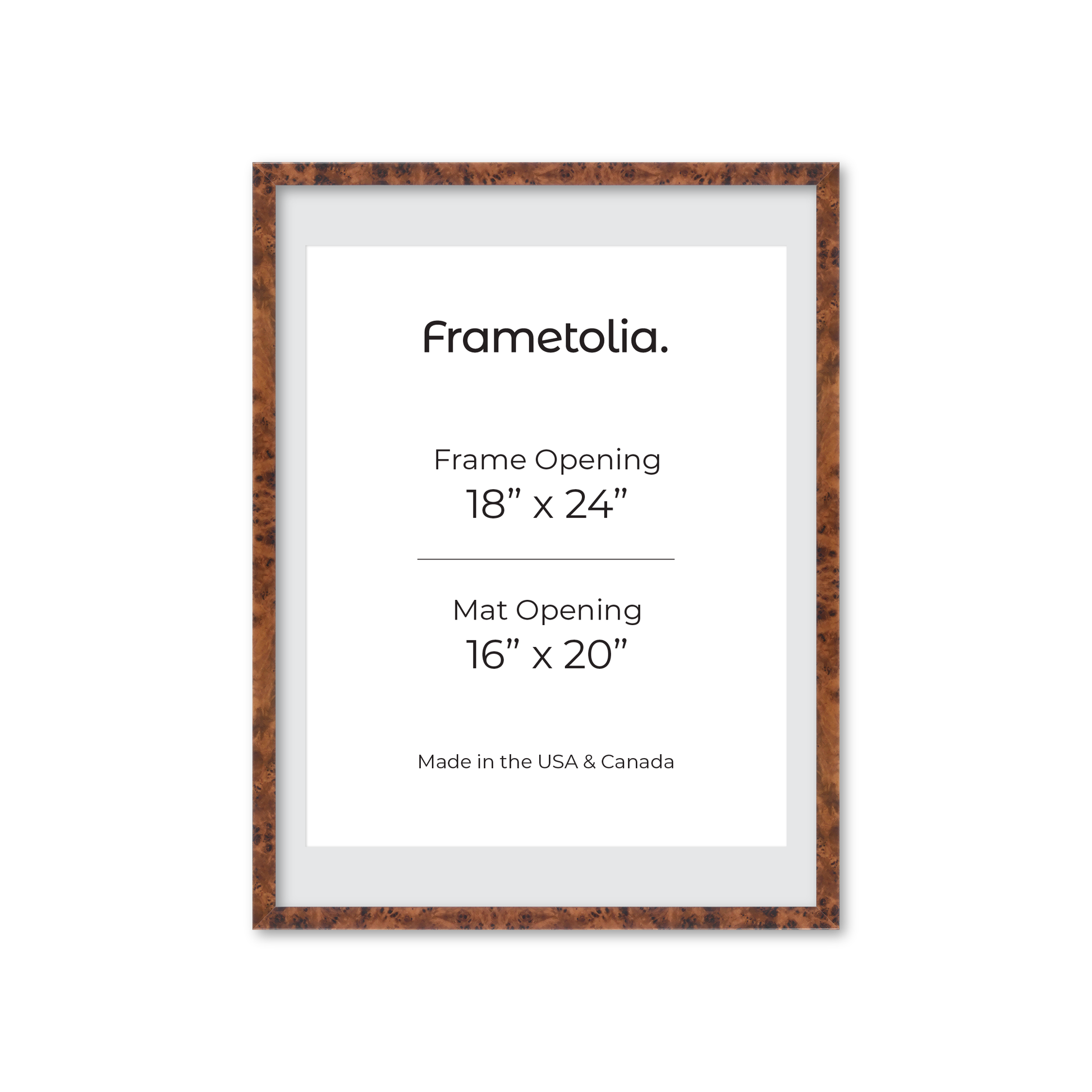 18" x 24" Amber Burlwood Verona Wall Frame