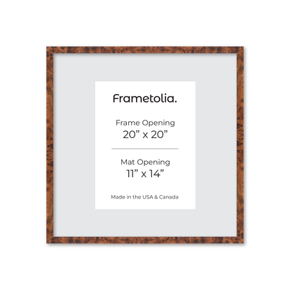 20" x 20" Amber Burlwood Verona Wall Frame