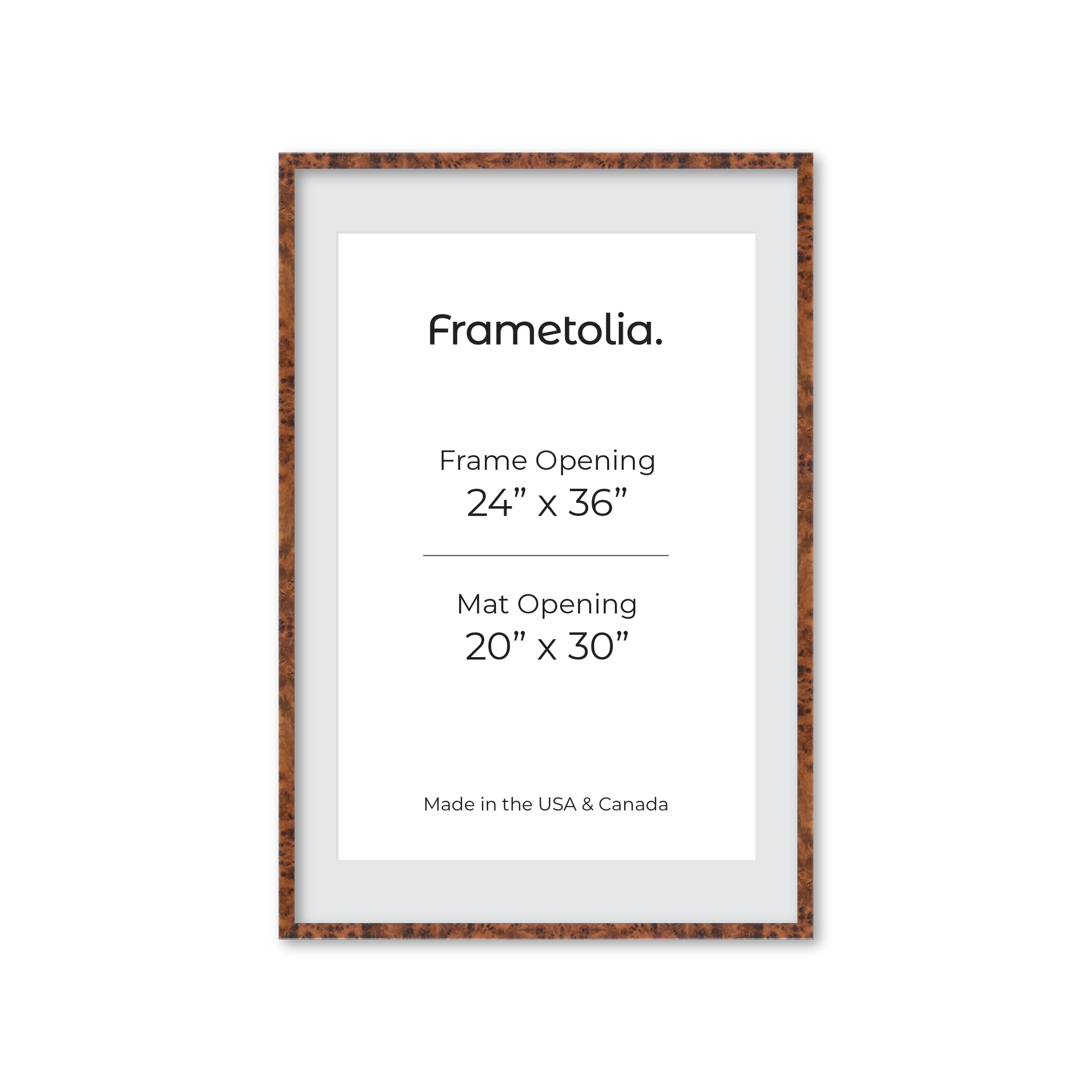 24" x 36" Amber Burlwood Verona Wall Frame