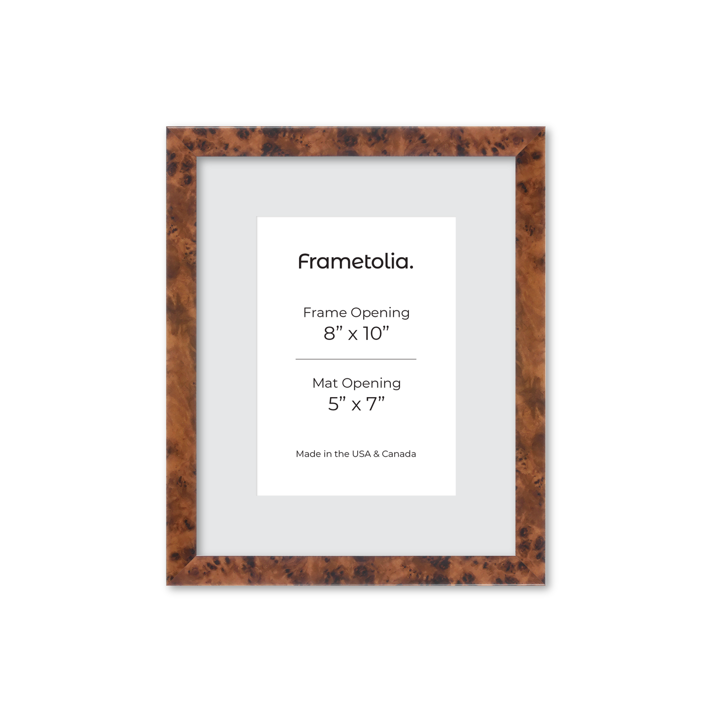 8" x 10" Amber Burlwood Verona Wall Frame
