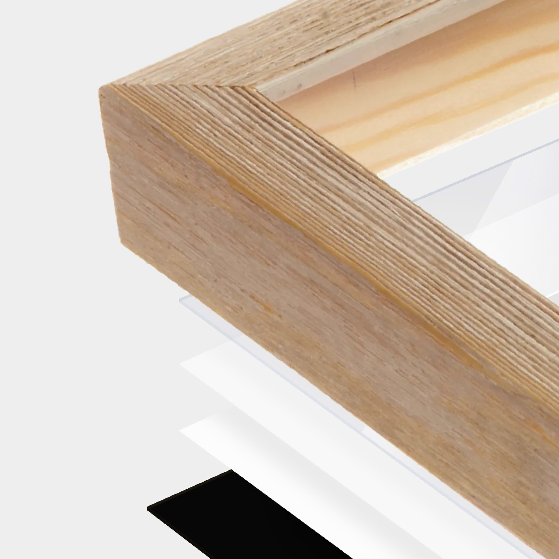 White Wash Natural Sierra Wall Frame corner Close up with layers broken out