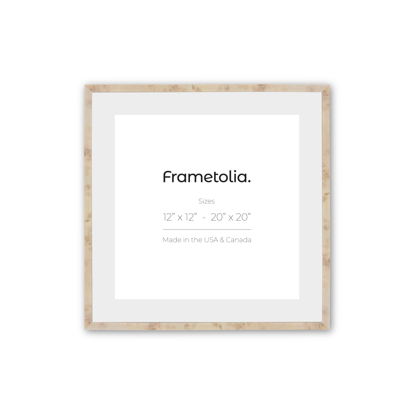 12" x 12" White Burlwood Narrow Width Wall Frame