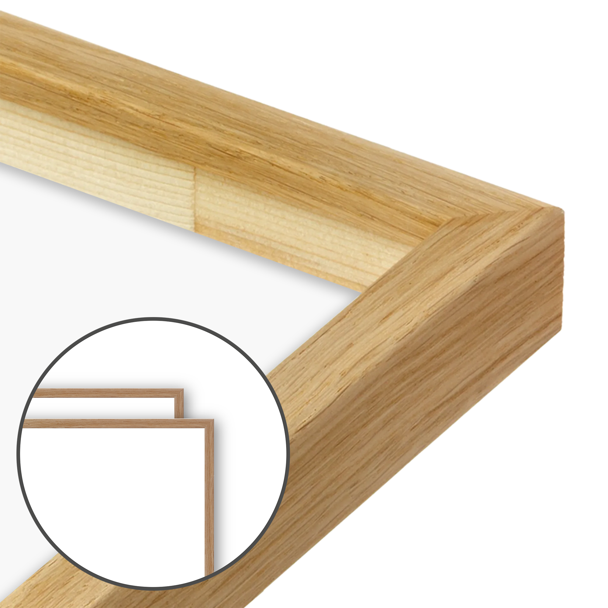 Natural Oak Narrow Width Wall Frame Set Of 2 Frametolia