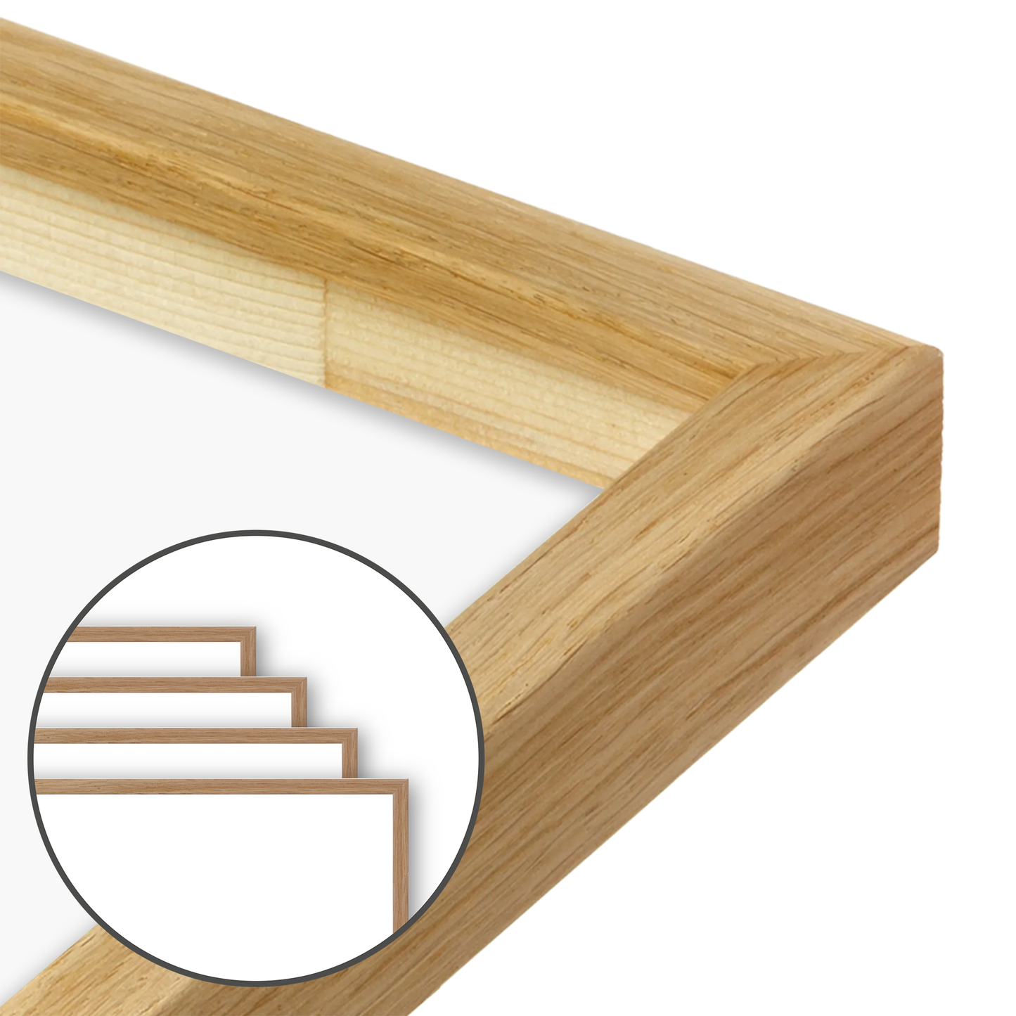 Natural Oak Narrow Width Wall Frame, Set of 4