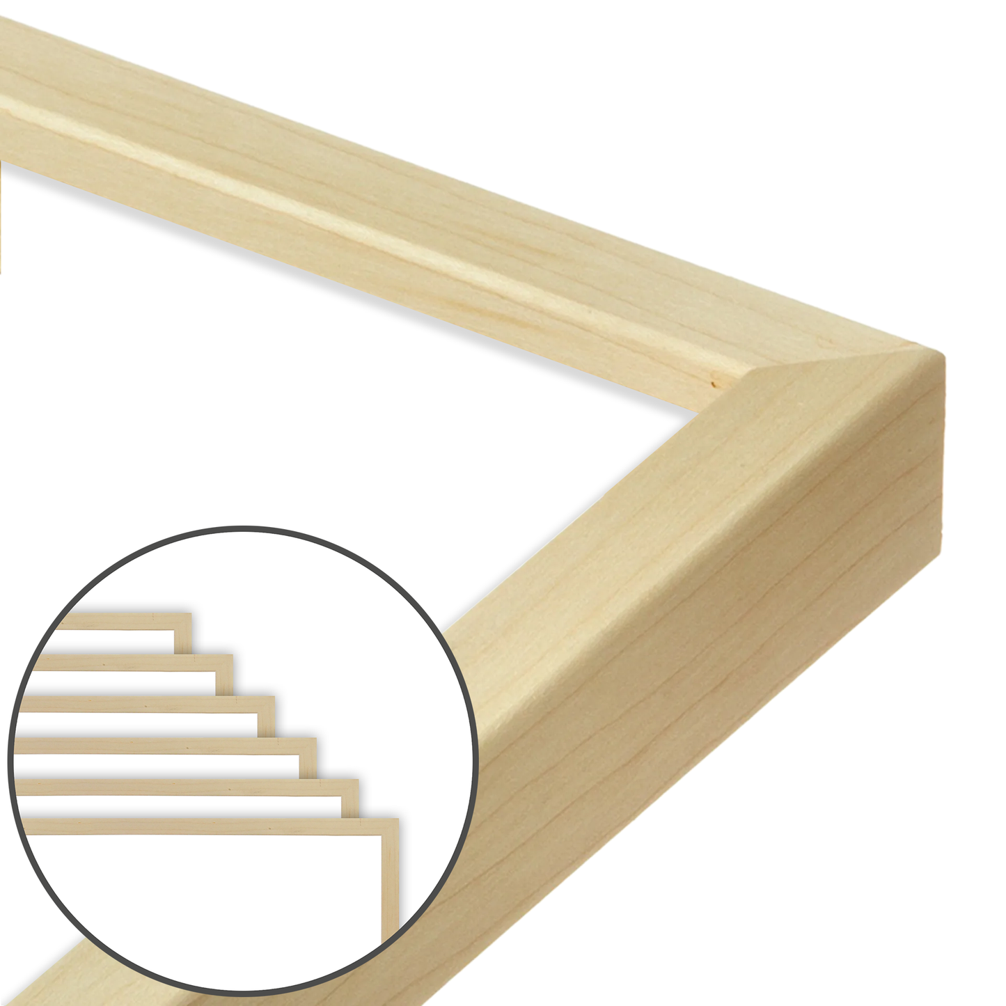 White Maple Narrow Width Wall Frame, Set of 6