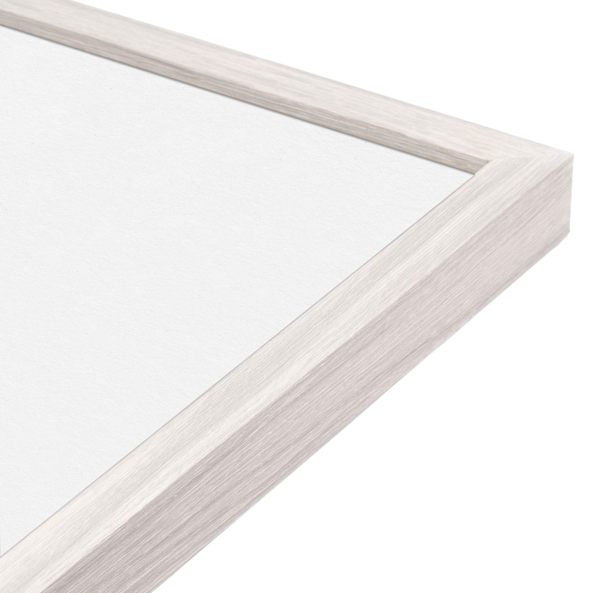 opaque white narrow width wall frame corner close up