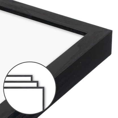 Opaque Black Narrow Width Wall Frame, Set of 3