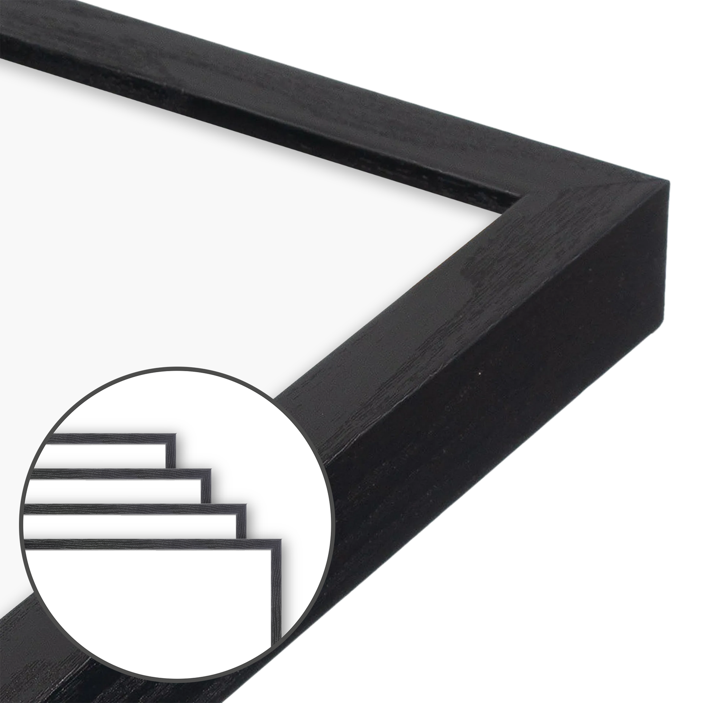 Opaque Black Narrow Width Wall Frame, Set of 4