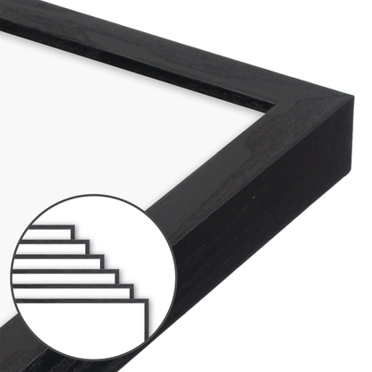 Opaque Black Narrow Width Wall Frame, Set of 6