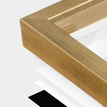 Brushed Gold Monaco Wall Frame corner Close up with layers broken out