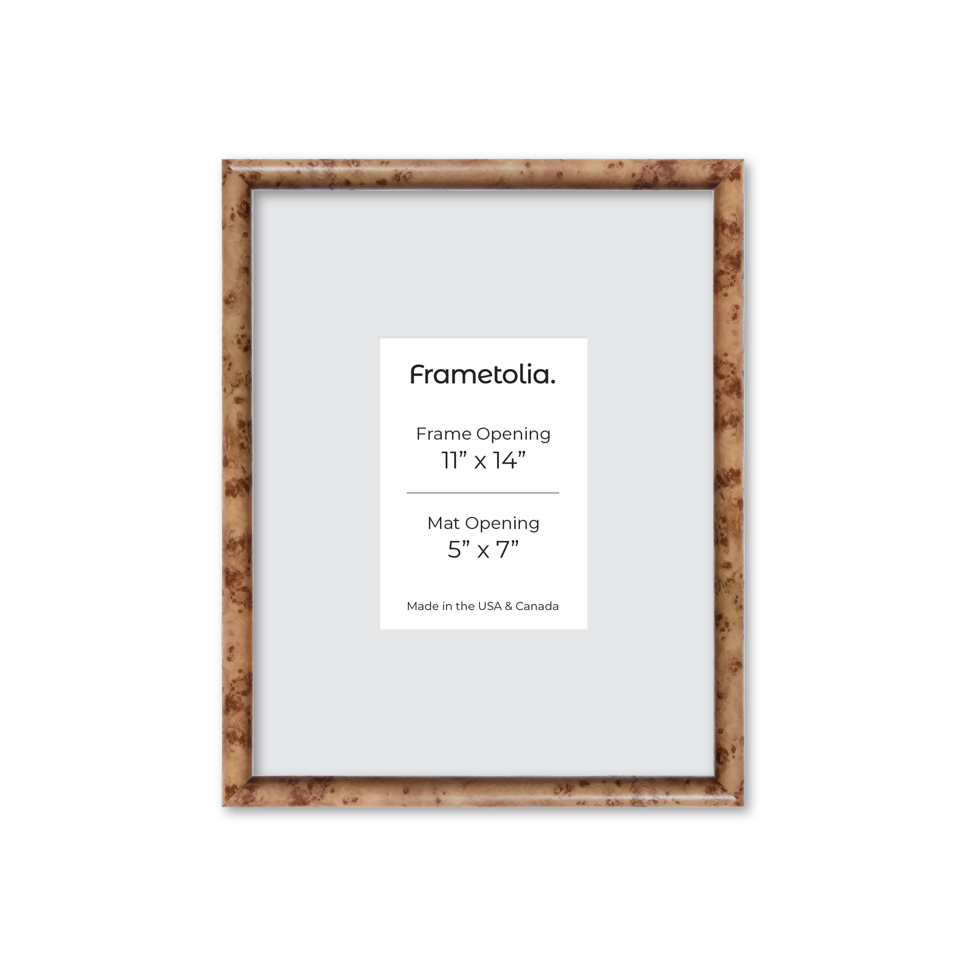 11" x 14" Caramel Burlwood Milano Wall Frame