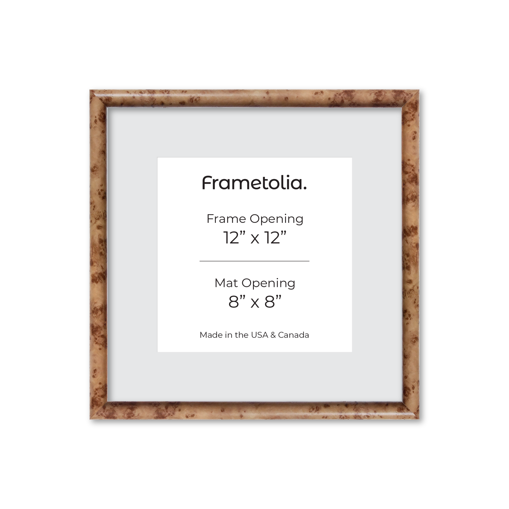12" x 12" Caramel Burlwood Milano Wall Frame