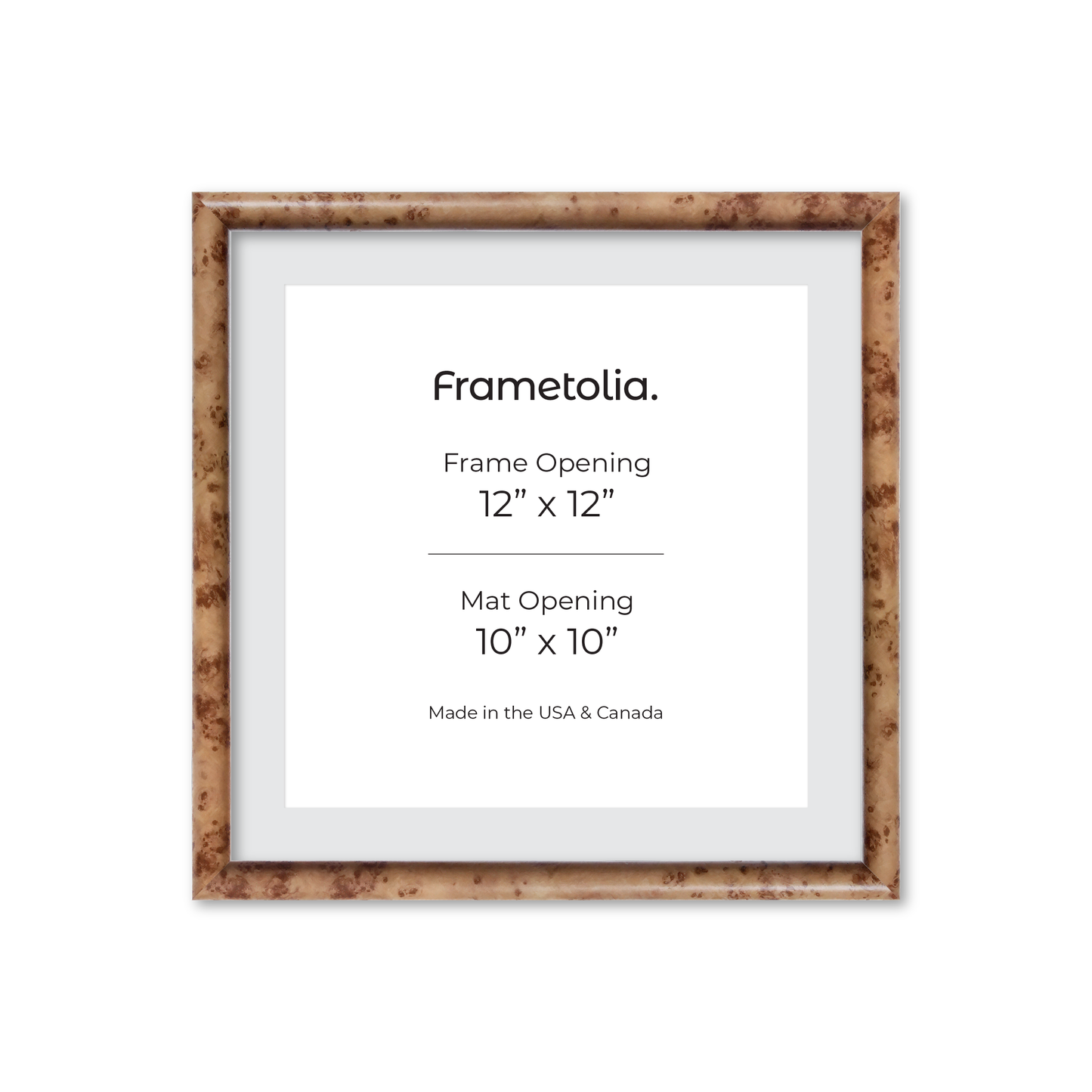 12" x 12" Caramel Burlwood Milano Wall Frame