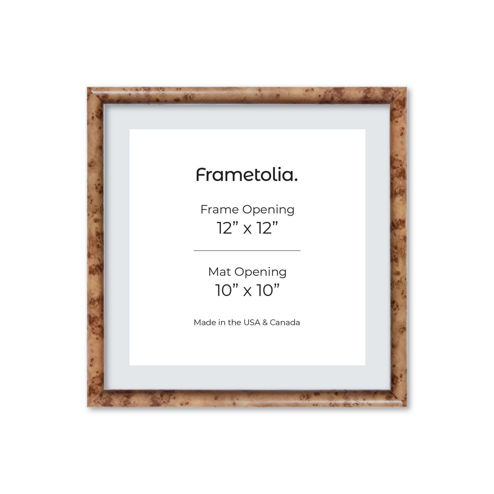 12" x 12" Caramel Burlwood Milano Wall Frame