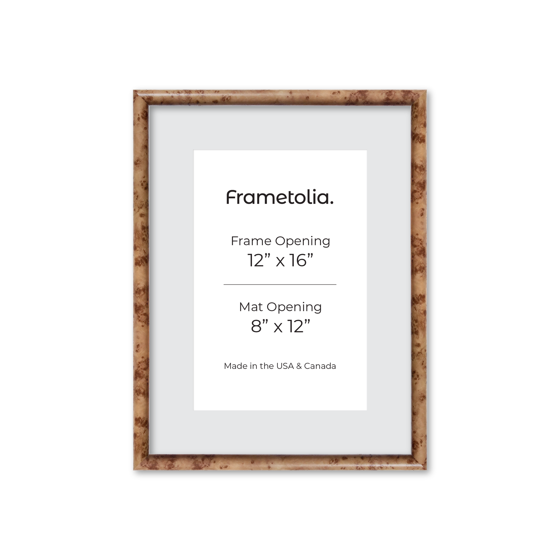 12" x 16" Caramel Burlwood Milano Wall Frame