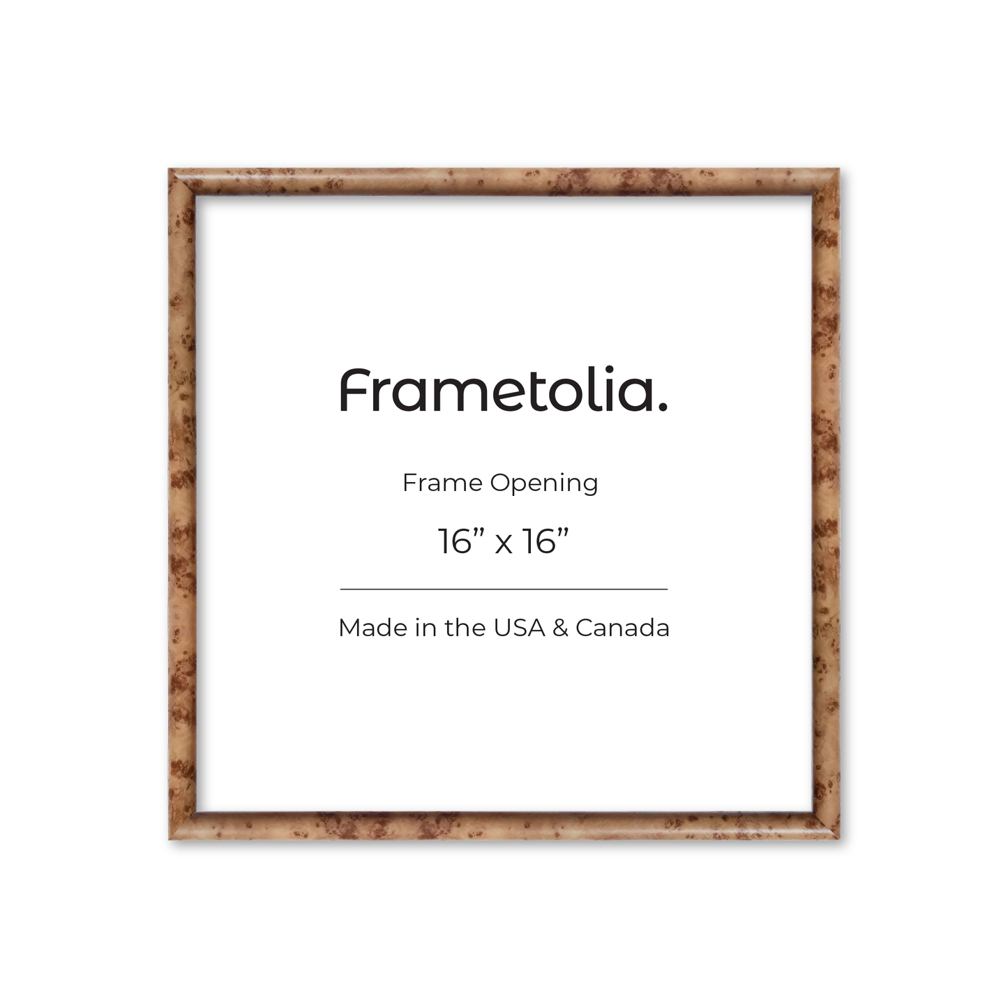 16" x 16" Caramel Burlwood Milano Wall Frame