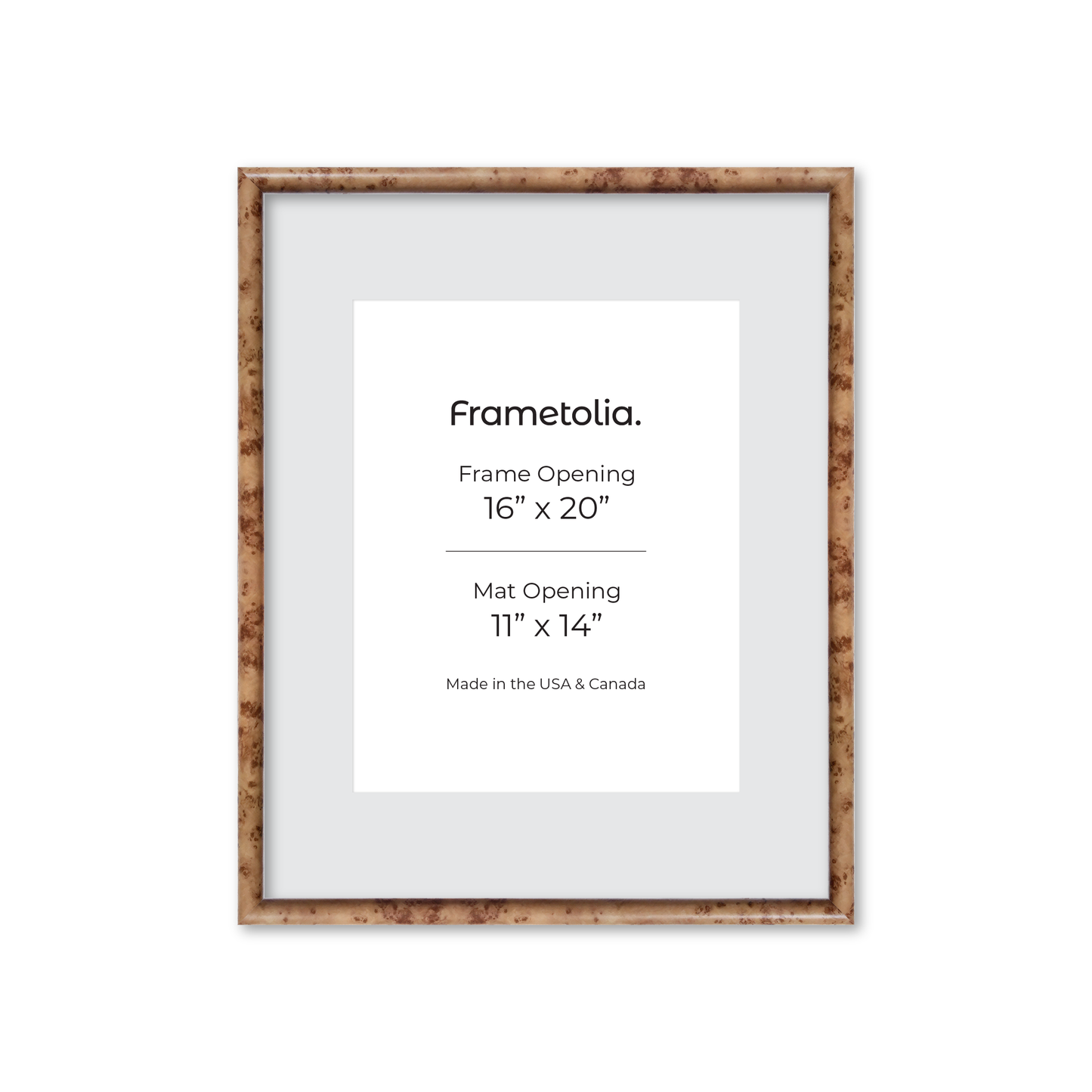 16" x 20" Caramel Burlwood Milano Wall Frame