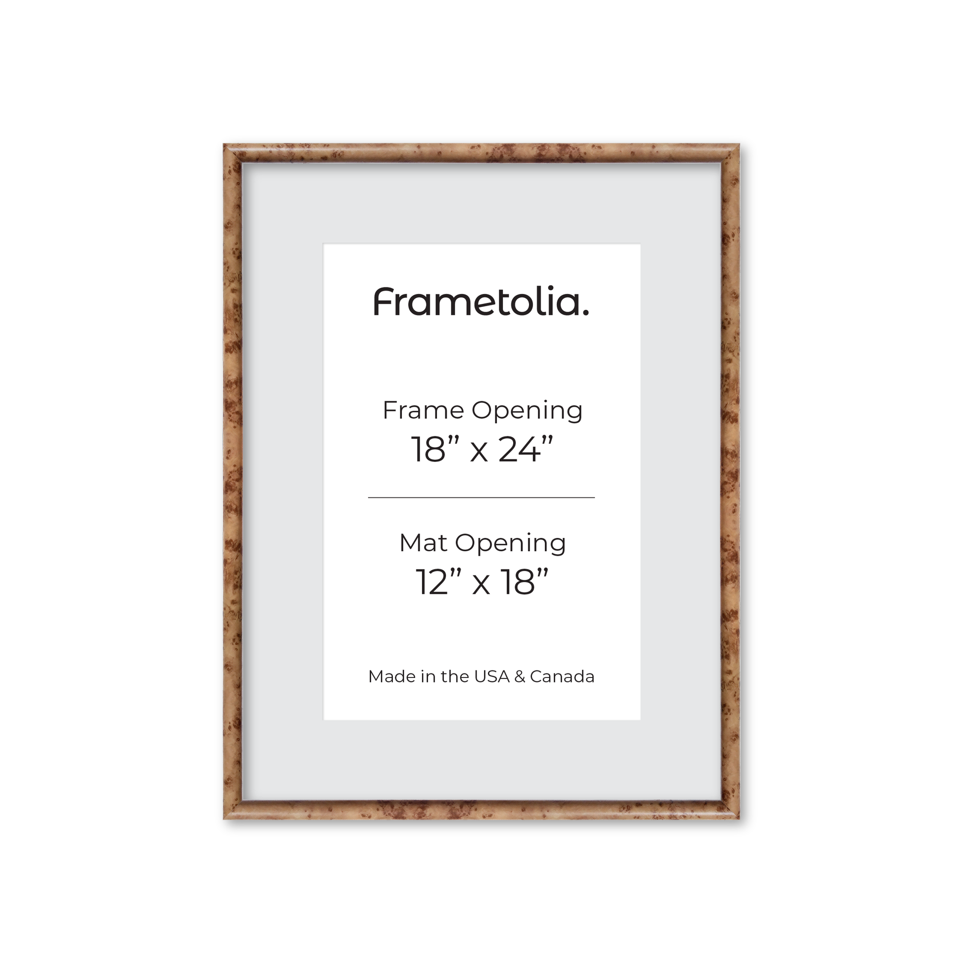 18" x 24" Caramel Burlwood Milano Wall Frame