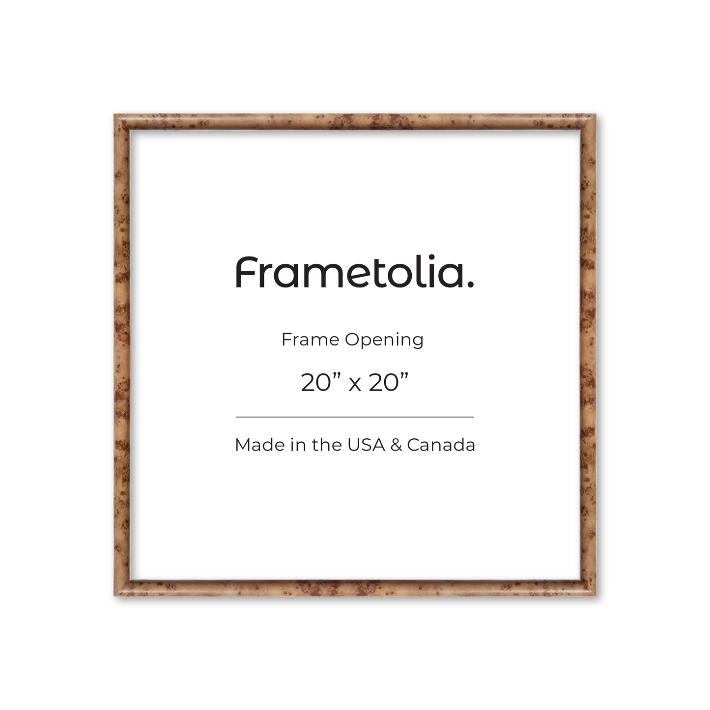 20" x 20" Caramel Burlwood Milano Wall Frame