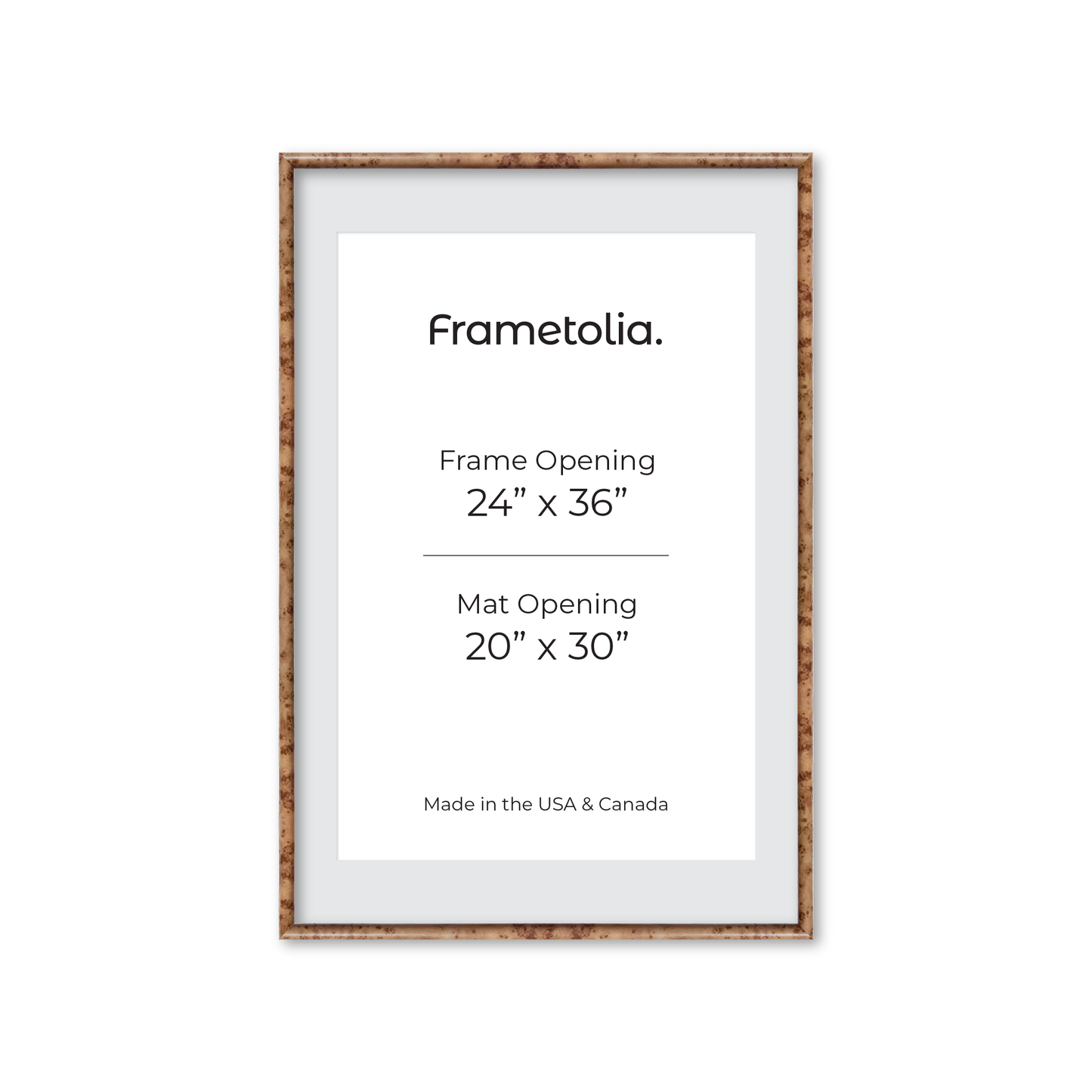 24" x 36" Caramel Burlwood Milano Wall Frame
