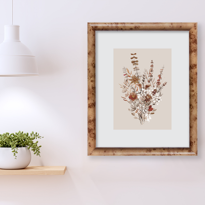 Caramel Burlwood Milano Wall Frame Hanging on the wall
