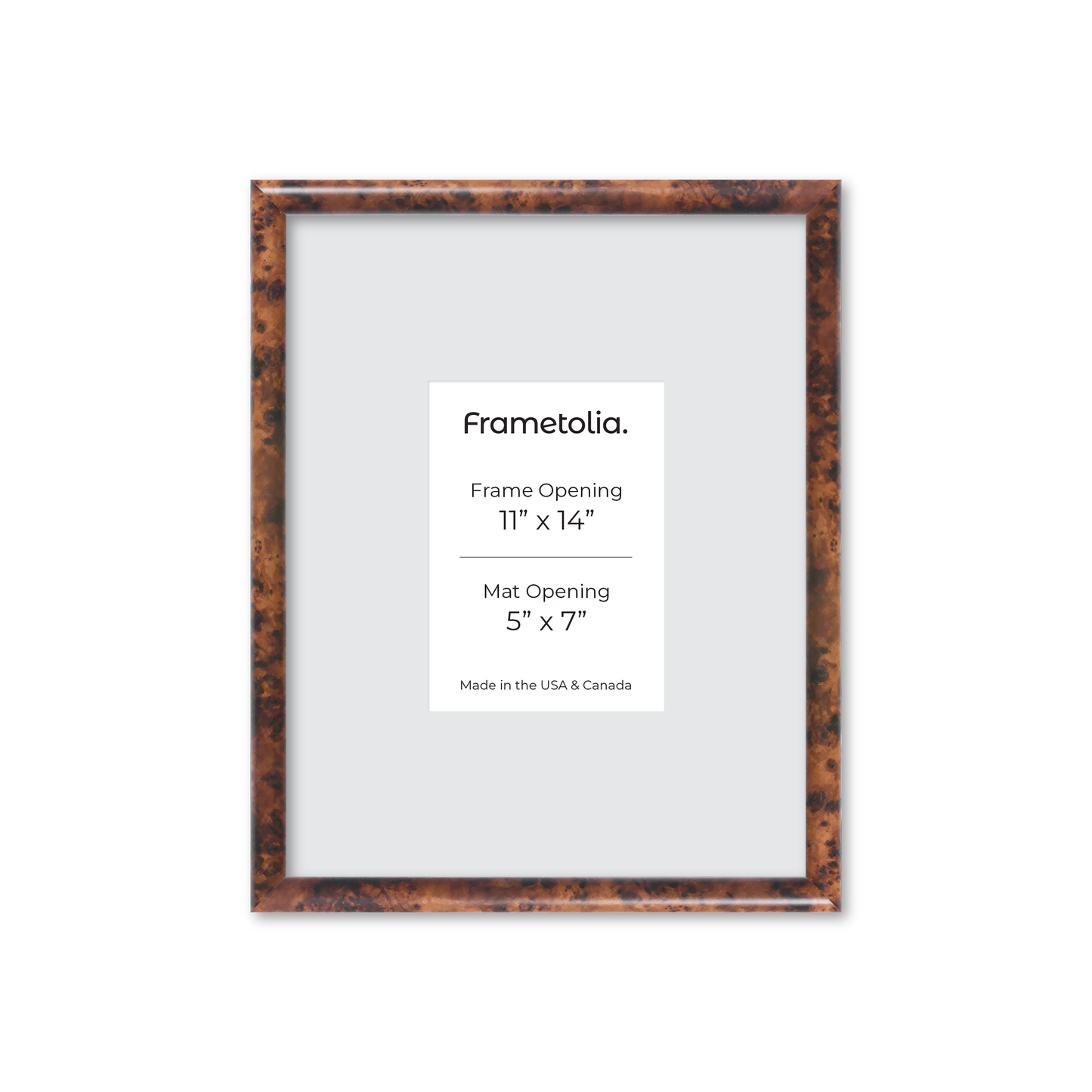 11" x 14" Amber Burlwood Milano Wall Frame