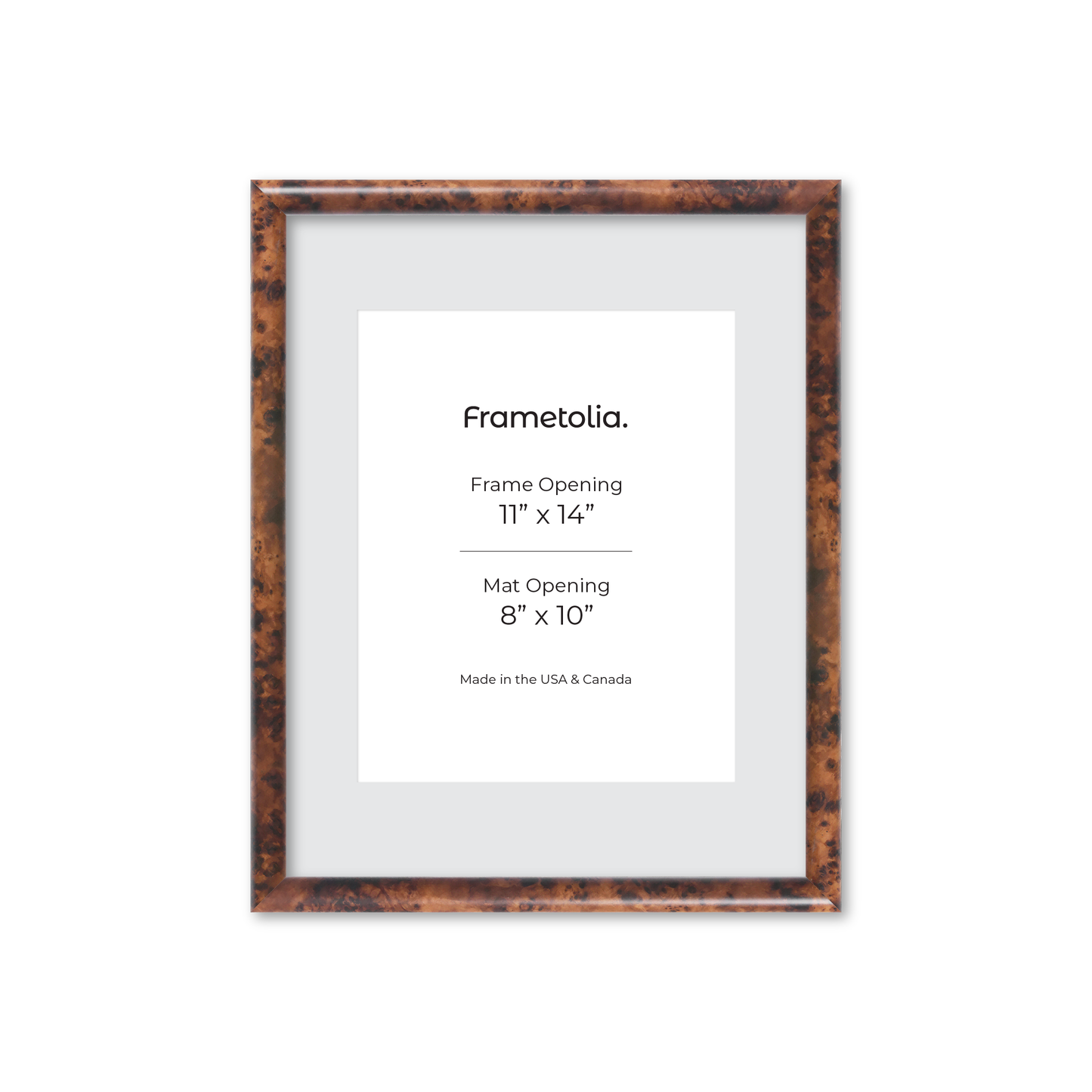 11" x 14" Amber Burlwood Milano Wall Frame