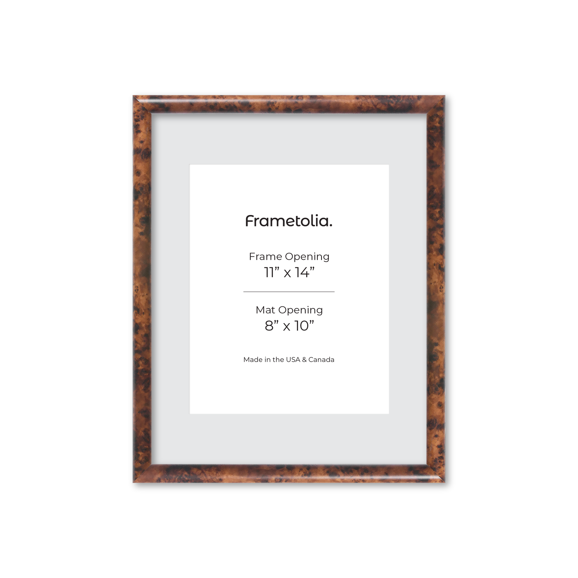 11" x 14" Amber Burlwood Milano Wall Frame