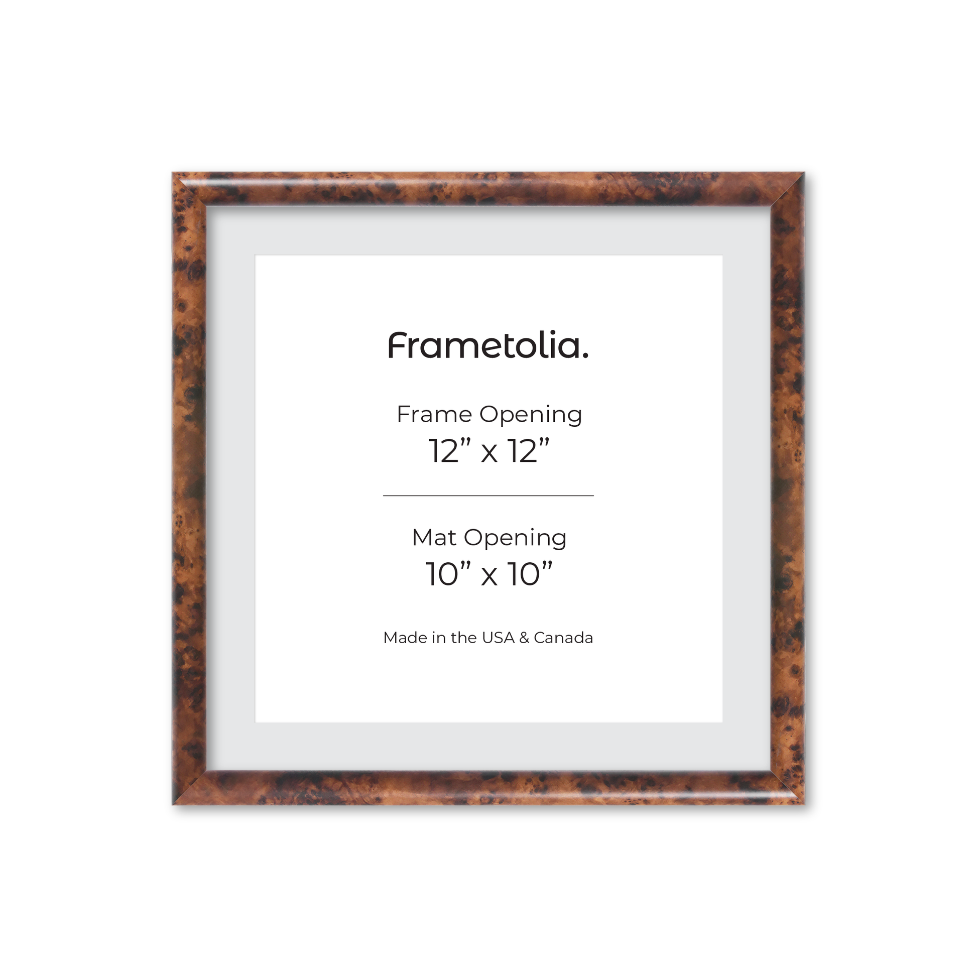 12" x 12" Amber Burlwood Milano Wall Frame