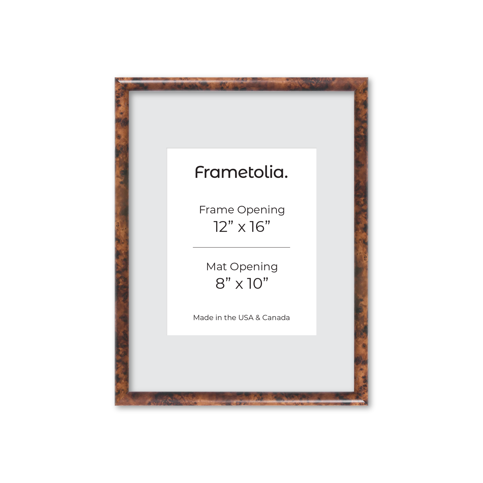 12" x 16" Amber Burlwood Milano Wall Frame