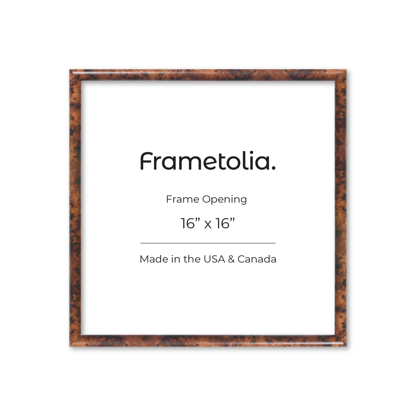 16" x 16" Amber Burlwood Milano Wall Frame