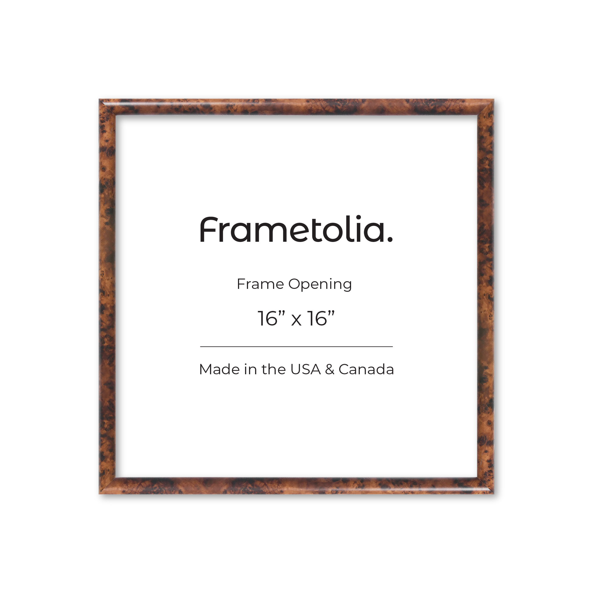 16" x 16" Amber Burlwood Milano Wall Frame