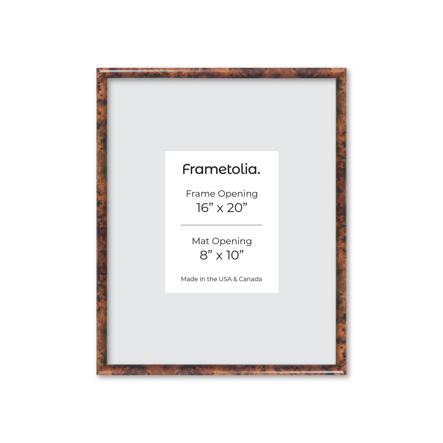 16" x 20" Amber Burlwood Milano Wall Frame