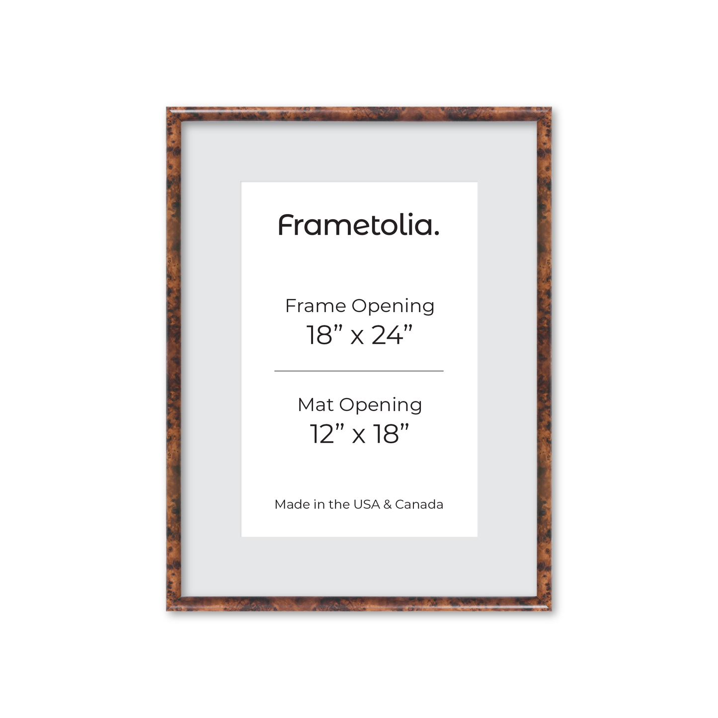 18" x 24" Amber Burlwood Milano Wall Frame